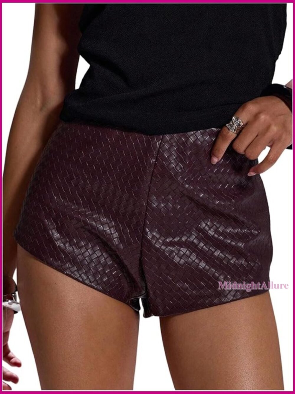 Stretchy Faux Leather Shorts Side Zipper Straight Leg Micro Y2K Streetwear